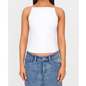 Nouveau concepteur à la mode personnalisé blanc Slinky Strappy épaule col droit haut à la fabrication en gros - Product Image 1