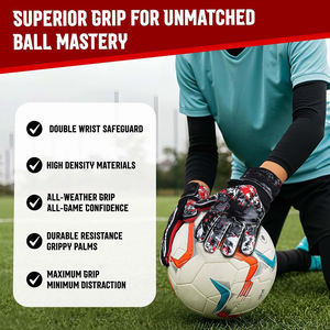 Professional Factory Made Soccer <b>Goalkeeper</b> <b>Gloves</b> Latex Non-Slip Full-Finger Breathable Fabric Unisex OEM Wholesale - Product Image 4