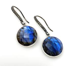 925 argent Sterling naturel Labradorite boucles d'oreilles bijoux victoriens avec diamant usine en gros cadeau parfait pour elle - Product Image 4
