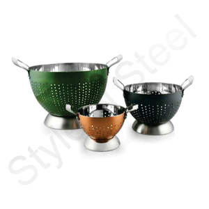 Colador de acero inoxidable, accesorios de cocina multicolores, precio al por mayor, nuevo juego de colador con color - Product Image 1