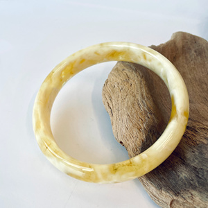 White and Yellow <b>Bangle</b> <b>Bracelet</b> made from Natural Baltic Amber; Natural Baltic Amber <b>bangle</b> Marbled 70 mm - Product Image 6