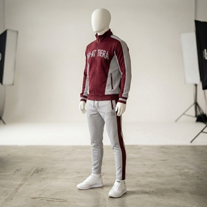 Conjunto Deportivo para Hombre Color Borgoña, Sudadera con Capucha Bordada y Pantalones Jogger, Ropa Deportiva Casual para Calle, Entrenamiento y Fitness - Product Image 4