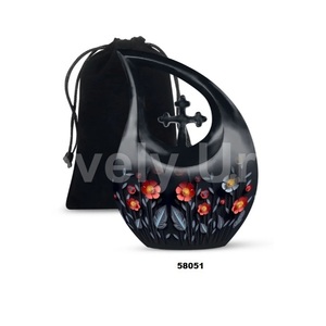 Urna Funeraria de Aluminio con Diseño de Flor en Forma de Lágrima para Cenizas Humanas, Urna Decorativa con Bolsa de Terciopelo Gratis - Product Image 5