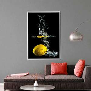 Impression sur toile moderne jaune citron pour décoration de cuisine, cadeau de pendaison de crémaillère, encadrée de blanc - Product Image 1