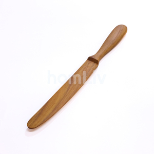 Cuchillo de mesa decorativo de madera de teca natural, hecho a mano, de madera maciza sostenible, cubertería de madera para cocina, vajilla. - Product Image 2