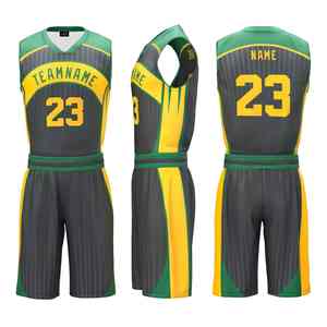 SW-MH-48 DU MONDE DES SPORTS Maillots de basket-ball ajustables OEM personnalisés Shorts Sublimation Uniformes d'équipe blancs et dorés Porter - Product Image 2