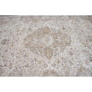 Tapis vintage 6,7x10,6 pieds, tapis turc surdimensionné, tapis persan en laine blanc et marron - Product Image 4