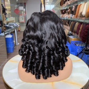 Hot Selling Glueless 5x5 Lace Front <b>Wig</b> Medium Length Natural <b>Black</b> Spring Curl Real Human Vietnamese Hair <b>Wigs</b> - Product Image 1