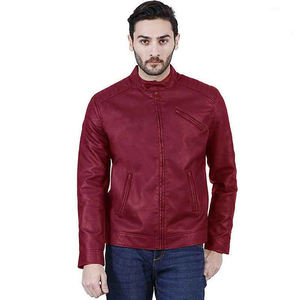 Veste en cuir de motard noire sur mesure de haute qualité en gros, veste bomber d'hiver pour hommes, décoration à boutons, faux PU, veste unie pour hommes - Product Image 4