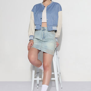 แจ็กเก็ตเบสบอลผ้าซาตินปักลายสำหรับผู้หญิงเสื้อแจ็กเก็ตบอมเบอร์สไตล์ฮิปฮอปผ้าคอตตอนสำหรับใส่ในฤดูใบไม้ผลิ - Product Image 6