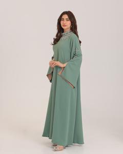 Abaya pour femmes en soie satinée de luxe de haute qualité, anti-rides, faite à la main, robe islamique turque à manches longues, Dubai, musulmane, vente en gros - Product Image 5