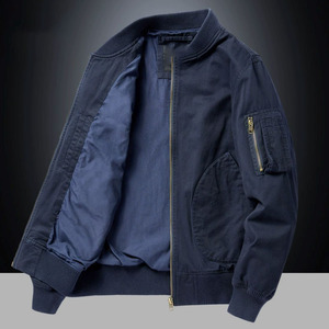 แจ็กเก็ตเบสบอลลำลองของผู้ชายเสื้อแจ็กเก็ตนักบินคอตั้งใส่ฤดูใบไม้ร่วงและฤดูหนาวโลโก้ออกแบบได้ตามต้องการ - Product Image 3