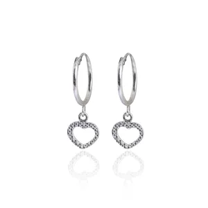 Pendientes de Aro de Plata 925 con Forma de Corazón para Mujer, Joyería Minimalista para Uso Diario - Product Image 3