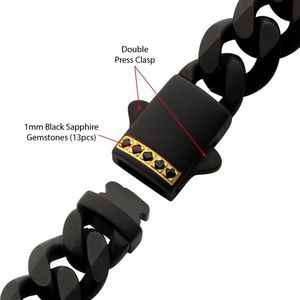 Cadena de Eslabones de Acero IP Negro de 8mm con Diseño Moderno Estilo Cubano Miami, Bañada en Rodio con Patrón de Paz, para Regalos con Diamantes y Perlas - Product Image 3