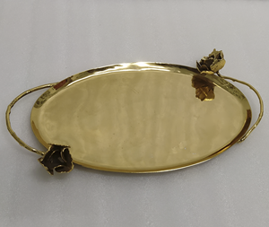 Incroyable plateau de service en laiton et acier pour la maison hôtel restaurants vaisselle et table couleur or fleur design plateau de service et plat - Product Image 3