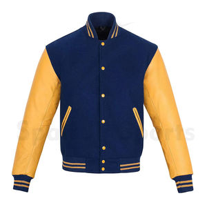 Patchs brodés en chenille OEM Jaket Veste polyvalente à manches en cuir personnalisée Bomber universitaire Letterman Veste de baseball pour hommes - Product Image 6