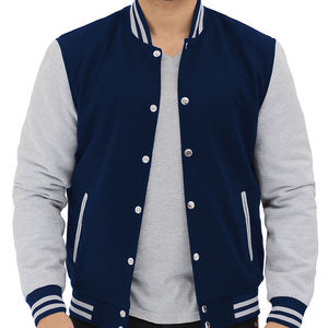 Blouson aviateur confortable et personnalisé pour hommes Blouson aviateur gris Letterman en laine respirant pour hommes avec poches à des prix abordables - Product Image 3