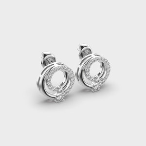 IGI Certified Lab Grown Diamond Double Circle Halo Stud Earrings Solid 925 Sterling Silver Modern <b>Drop</b> Style Earrings - Product Image 2