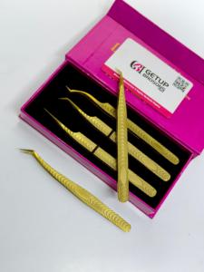 Pince à épiler pour extensions de cils en acier inoxydable de haute qualité, pointe lisse de 10 mm, précision anti-magnétique, finition or plasma, logo personnalisé - Product Image 5