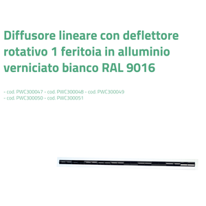 Diffuseur linéaire Tecnosystemi à 1 fente, déflecteur rotatif en aluminium peint blanc RAL 9016 pour dalles de plafond - Product Image 3