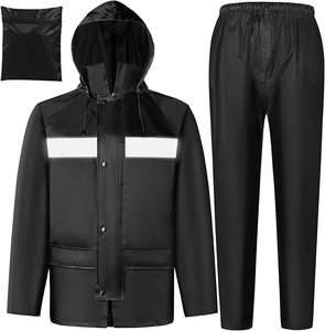 Combinaisons de pluie unisexes décontractées d'hiver, imperméables, légères, respirantes, écologiques, avec capuche cachée, veste et pantalon de pluie pour une utilisation en extérieur - Product Image 1