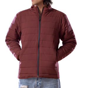 Blouson matelassé chaud d'hiver pour homme, style urbain, 100 % polyester, col montant, coupe ajustée, devant en toile enduite - Product Image 1