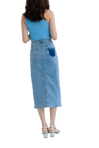 Listo para enviar Falda vaquera de ajuste adelgazante recta súper elástica de cintura alta informal superventa para mujer Otoño Verano - Product Image 3