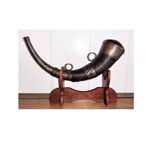 Corne de buffle en poudre, artisanat, corne naturelle, véritable corne pour ceinture en cuir avec embout en laiton et couvercle en bois - Product Image 2