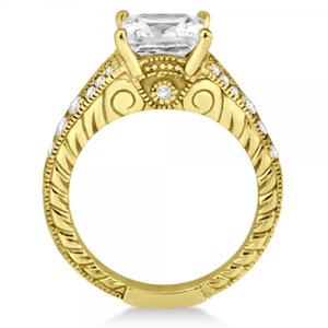 Bague de fiançailles en diamant taille princesse antique de 1,03 ct en or jaune 14 carats - Product Image 3