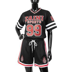 Ensemble de short en jersey de sport pour femmes Tissu en polyester de qualité supérieure 160 GSM Style de panneau léger Logo personnalisé Ensembles pour femmes 100% coton - Product Image 1