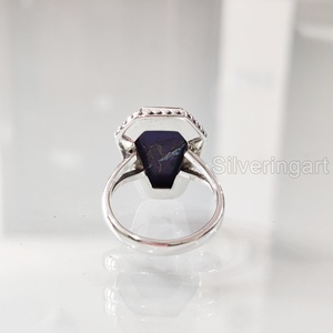 Bague pour femme en argent sterling 925 avec pierre précieuse turquoise naturelle de forme cercueil, couleur cuivre violet, pierre de naissance de décembre, cadeau pour fête et anniversaire - Product Image 6