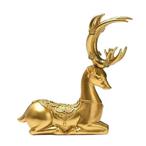 Élégant ensemble de figurines de cerf en laiton Design complexe Collection Home Decor Statue Vintage animaux Figures ornements de table - Product Image 2