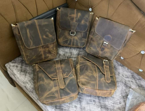 Sac bandoulière vintage en cuir véritable fait main, style messager vieilli, sacoche de voyage pour hommes et femmes, usage quotidien décontracté - Product Image 2