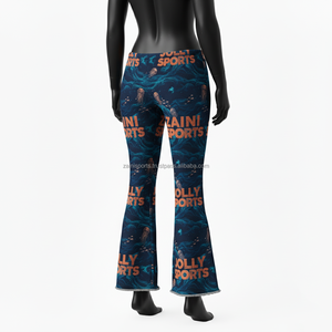 Pantalones de Mujer de 230 GSM, Estilo Campana, Tela Elástica Suave, Estampado Océano Azul Marino, Opción de Logotipo Personalizado, Técnica de Sublimación - Product Image 5