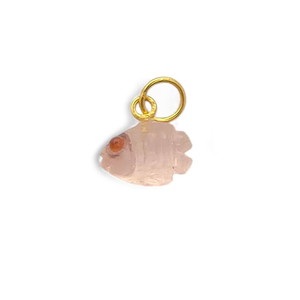 Colgante de cuarzo rosa tallado de pescado 12x8mm Plata de Ley 925 chapado en oro hecho a mano dijes de cuarzo rosa joyería India al por mayor - Product Image 1