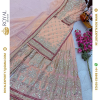 Nouvelle Collection Tendance de Salwar Sharara de Mariage en Fausse Georgette avec Broderie et Cordonnet