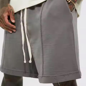 Meilleure vente pas cher prix Streetwear Style MMA Shorts respirant gaufré col rond blanc 100% pur coton court - Product Image 6