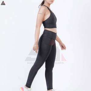 Leggings Deportivos de Yoga de Talla Grande con Logotipo Personalizado en la Parte Delantera, Conjunto de Yoga de 2 Piezas para Mujer, OEM y ODM - Product Image 3
