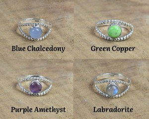 Nouvelle arrivée solide 925 en argent Sterling plaqué naturel en gros en vrac Lot lunette ronde réglage anneau à la main bijoux de mode femmes - Product Image 2