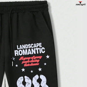 Pantalons amples personnalisés pour hommes Joggers de couleur unie Pantalons de survêtement Pantalons de survêtement évasés avec impression numérique de logo Pantalons pour hommes - Product Image 3