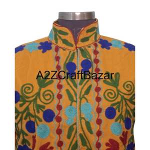 Veste en velours brodée de fleurs suzani tissée pour femmes, hiver, faite à la main, style bohème, doublure en coton, chaude, ethnique, tendance, mode - Product Image 2