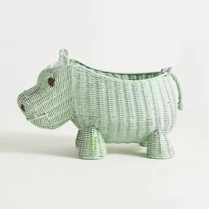 Joli panier d'hippopotame en rotin pour enfants nouveau design bac de rangement en osier écologique pour jouets pour enfants OEM Vietnam - Product Image 1