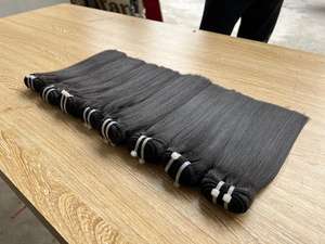 Bone Straight <b>Black</b> Vietnamese Full Bundles Double Drawn Raw Virgin Remy <b>Hair</b> Weft <b>Extensions</b> Fast Shipping - Product Image 3