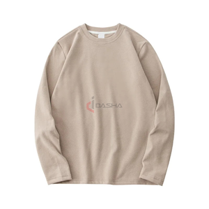 เสื้อยืดผ้าฝ้ายแขนยาวทรงหลวมสีทึบดีไซน์ว่างเปล่าทรงหลวมใส่พอดีตัวสินค้าจากโรงงานโดยตรง - Product Image 5