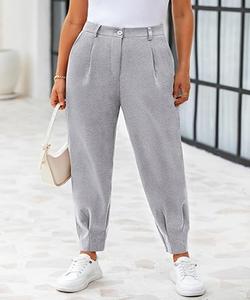 Pantalones de Mujer, Corte Recto, Cierre de Botones, Puños Elásticos, Ligeros, de Secado Rápido - Product Image 6