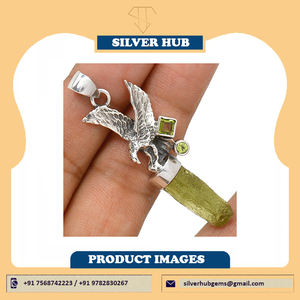 Pendentif en argent sterling fin de dernière génération avec pierre précieuse naturelle péridot et moldavite brute, bijoux pour femmes, cadeau pour elle - Product Image 2