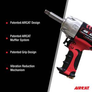 Llave de impacto neumática Vibrotherm de doble martillo de 1/2 pulgada con 1,300 lb-pie de torque y yunque extendido de 2 pulgadas, personalizable OEM - Product Image 2
