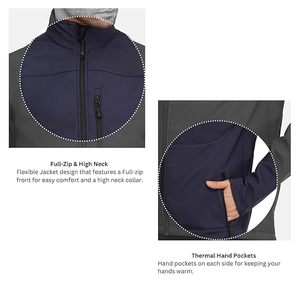 Logo personnalisé couleur marine Softshell Veste Hommes Blanc Camping En Plein Air Chasse Chaud Imperméable Vestes D'hiver pour hommes - Product Image 5