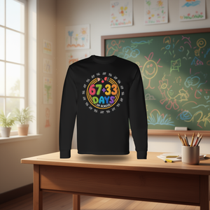 Maglietta Vintage a Maniche Lunghe '100 Giorni per gli Insegnanti' 6733, T-Shirt Promozionale '6733 Giorni di Scuola' - Product Image 3