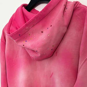 YUCHEN Streetwear Custom <b>Embroidery</b> Heavy Weight <b>Sweatshirt</b> Rhinestone Boxy Cropped Oversized Hoodies Men - Product Image 4